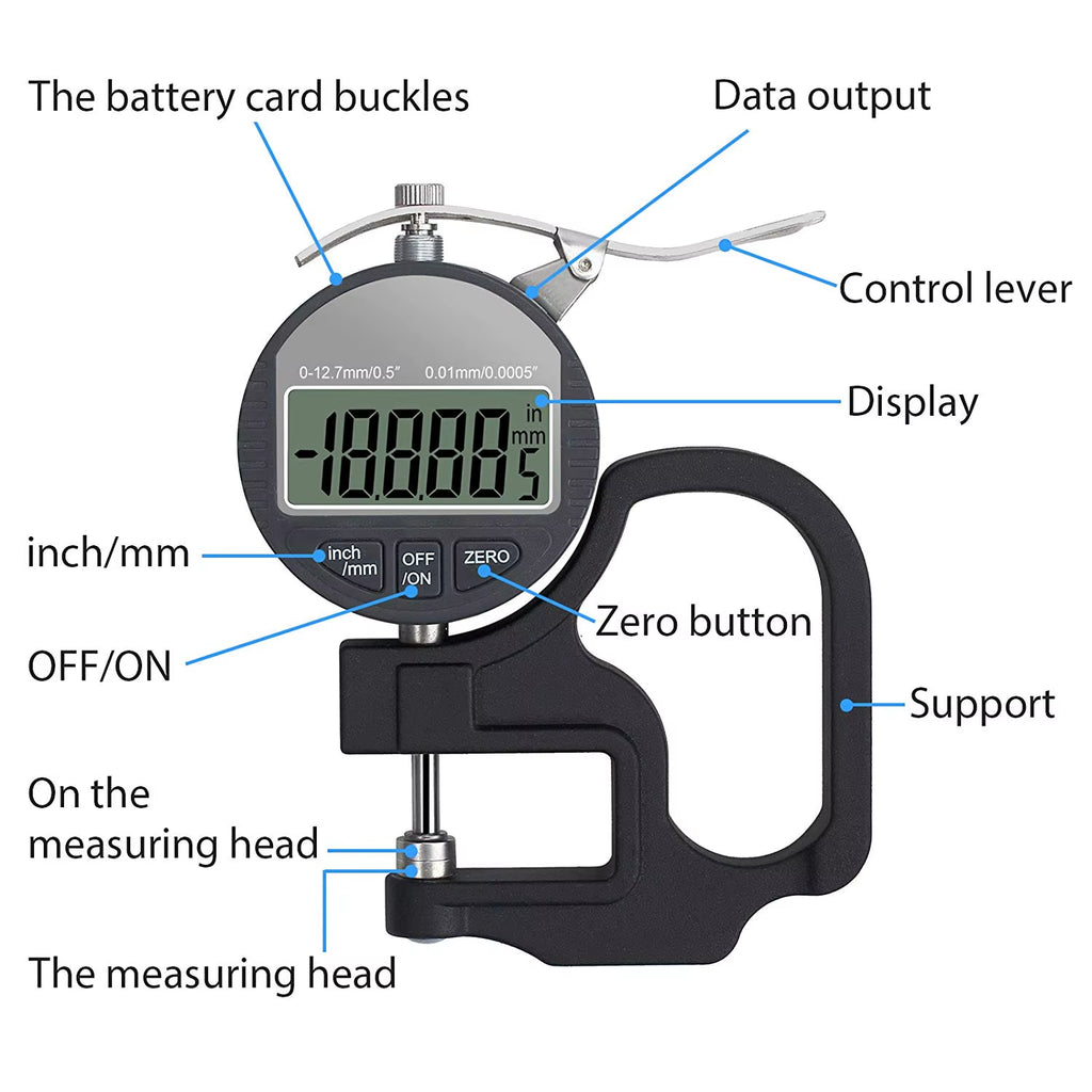 0.01Mm / 0.001Mm Electronic Thickness Gauge 12.7Mm 25.4Mm Digital Micrometer Thickness Meter Micrometro Thickness Tester